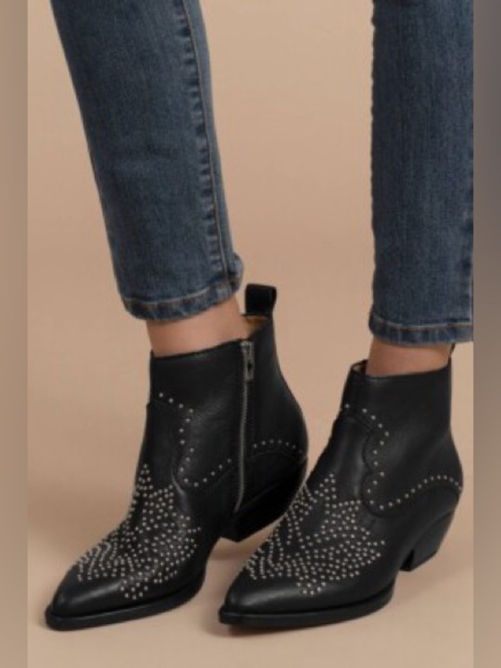 Dolce Vita Uma Black Studded Western Ankle Boots